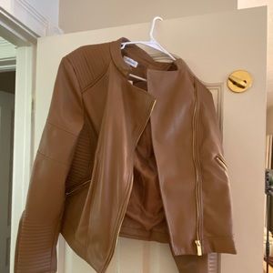 Calvin Klein camel leather jacket w/tags